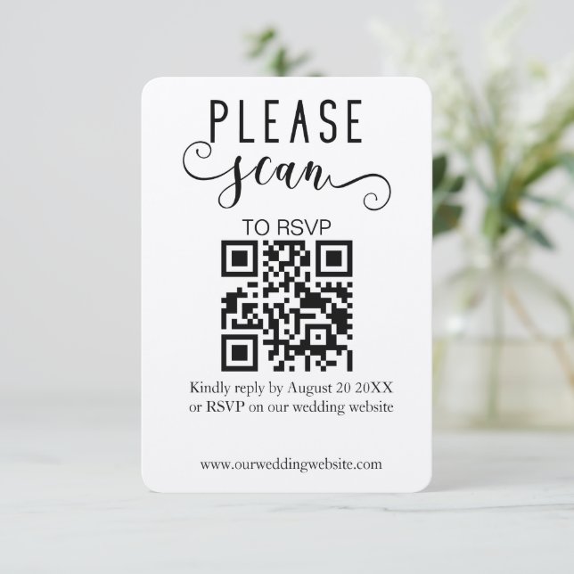 Modern Elegant Kraft QR Code RSVP Wedding Enclosure Card (Standing Front)