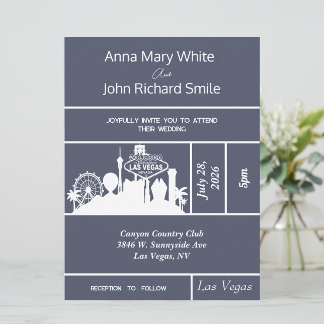 Modern Elegant Las Vegas City Skyline Invitation (Standing Front)