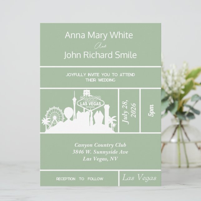 Modern Elegant Las Vegas City Skyline Invitation (Standing Front)