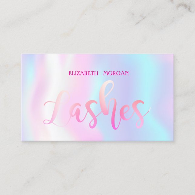 Modern Elegant Lashes ,Makeup Artist Holographic Business Card (Front)