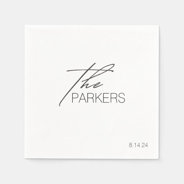 Modern Elegant Last Name Custom Wedding Simple Napkin (Front)