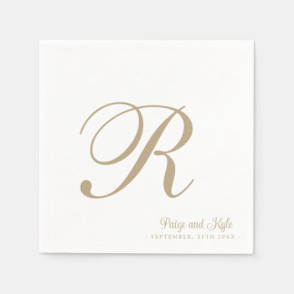  Modern Elegant Last Name Initial Wedding Napkin