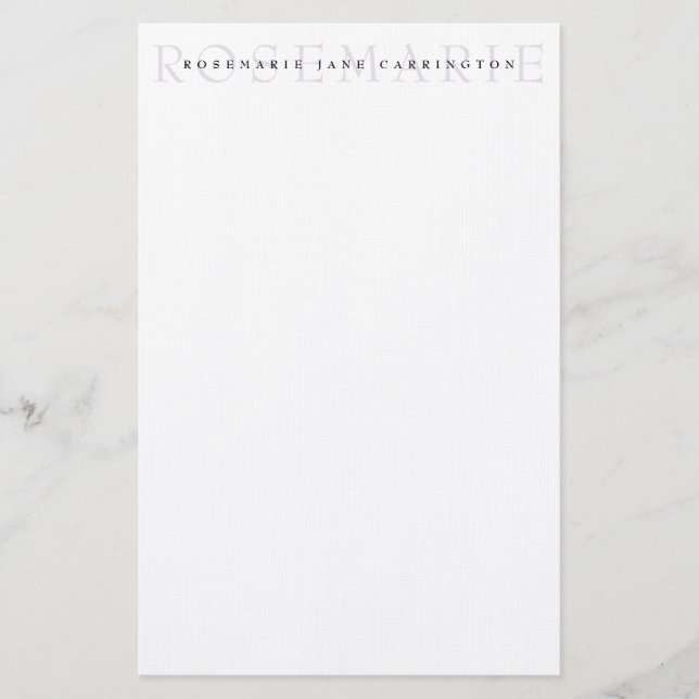 Modern Elegant Lavender Personalised Stationery (Front)