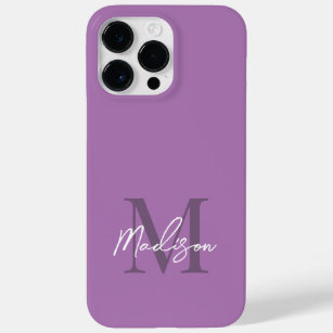 Modern Elegant Lavender Purple Script Monogram Case-Mate iPhone 14 Pro Max Case