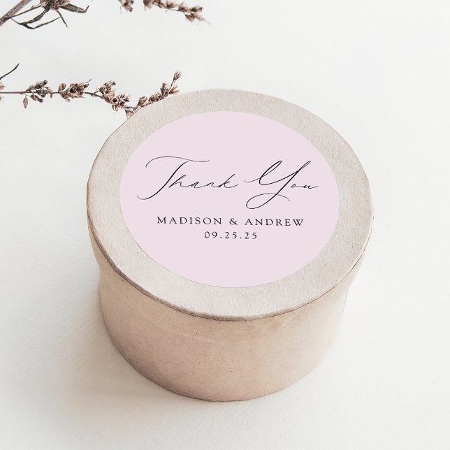 Modern Elegant Lavender Wedding Thank You Classic Round Sticker (Creator Uploaded)