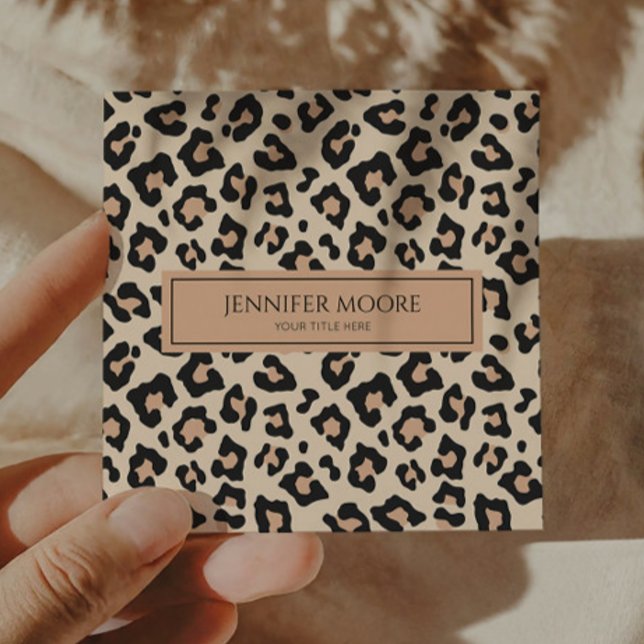 Modern Elegant Leopard Cheetah Custom Square Business Card (Creator Uploaded)