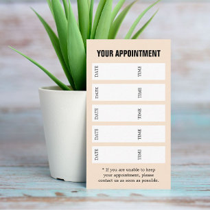Modern Elegant Light Beige White Black Salon Appointment Card