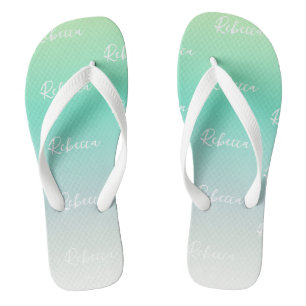 Modern Elegant Light Blue Turquoise Ombre Custom Thongs