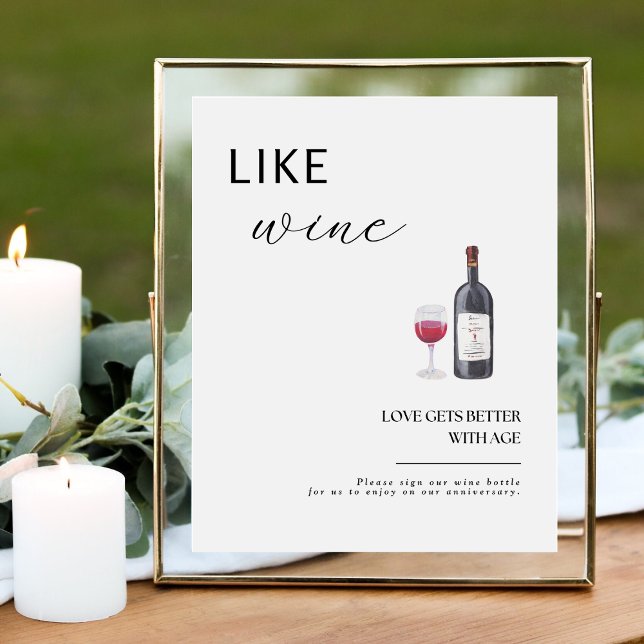 Modern Elegant Like Wine Love Gets Better With Age Pedestal Sign (Creator Uploaded)