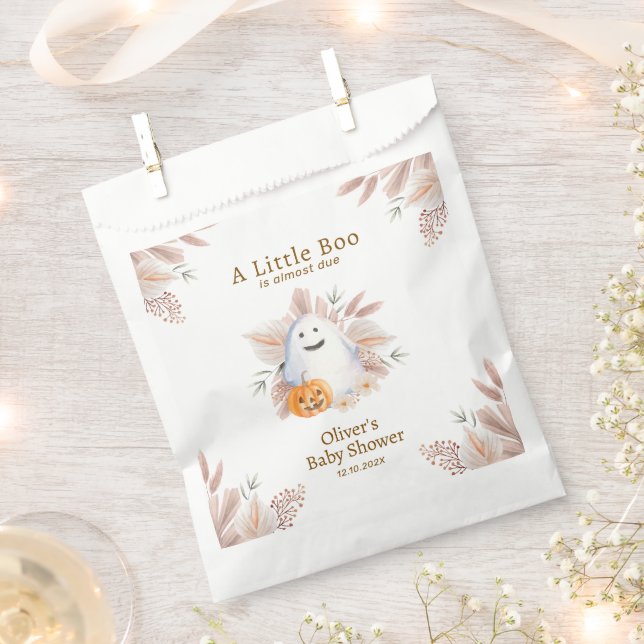 Modern Elegant Little Boo Boho Ghost Baby Shower  Favour Bag (Clipped)