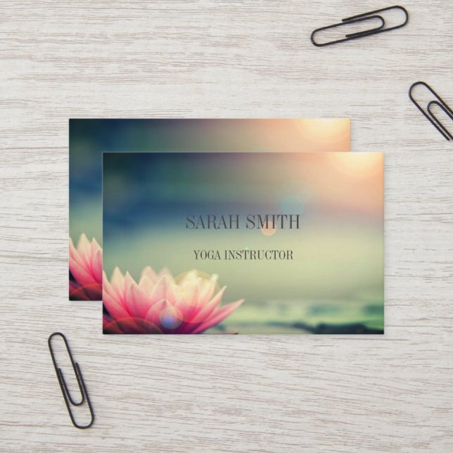 Modern Elegant Lotus Flower Business Card (Front/Back In Situ)