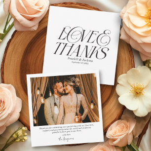 Modern Elegant Love and Thanks Calligraphy Photo Thank You Card