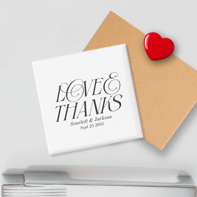 Modern Elegant Love and Thanks Calligraphy Script  Magnet (Creator Uploaded)