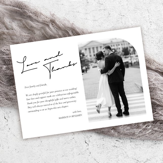 Modern Elegant Love and Thanks Wedding  Thank You Card (Creator Uploaded)