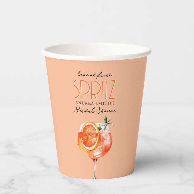 Modern Elegant Love at First Spritz Bridal Shower  Paper Cups (Front)