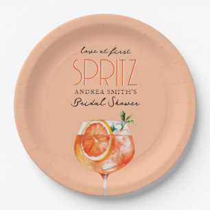 Modern Elegant Love at First Spritz Bridal Shower  Paper Plate