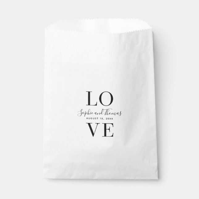 Modern Elegant Love Wedding Favour Bag (Front)