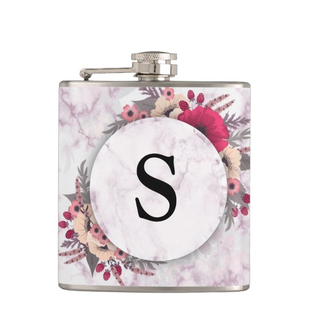Modern Elegant Luxury Faux Glitter Hip Flask (Front)
