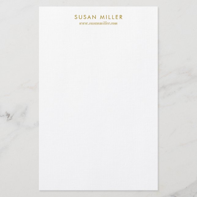 Modern Elegant Luxury Gold Personal Stationery  (Front)