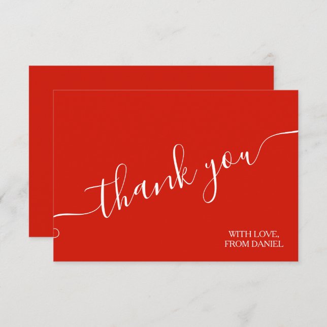 Modern Elegant Luxury Red Thank You Card (Front/Back)