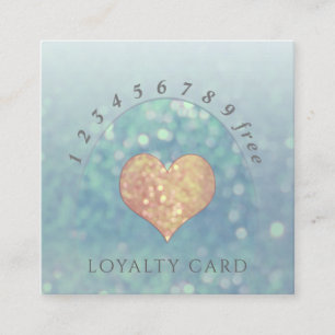 Modern elegant luxury turquoise bokeh heart loyalty card