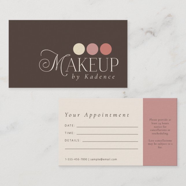 Modern Elegant Makeup Artist Appointment Card (Front/Back)