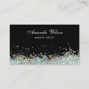 Modern Elegant Makeup artist hologram glitter Business Card