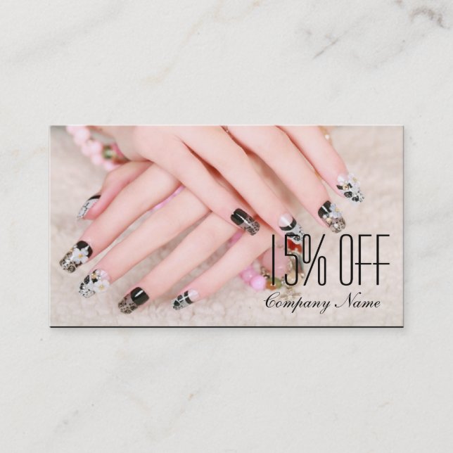 modern elegant manicure nails nail salon business card (Front)