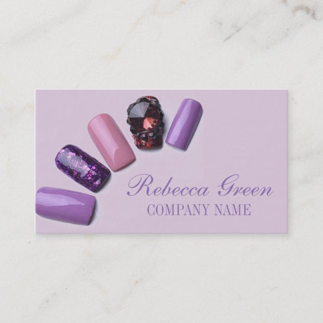 modern elegant manicure nails nail salon business card (Front)