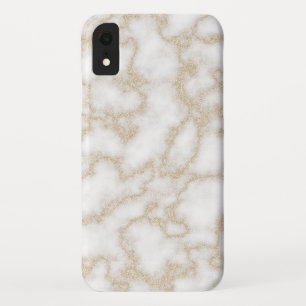 Modern elegant marble faux gold glitter iPhone XR case