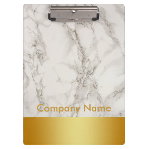 Modern Elegant Marble Gold Faux Foil Company Logo Clipboard