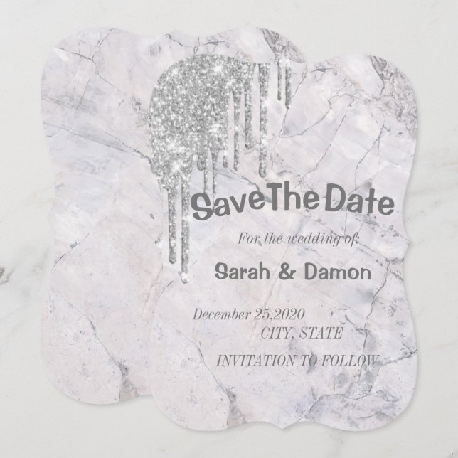 Modern Elegant  Marble Save The Date (Front/Back)
