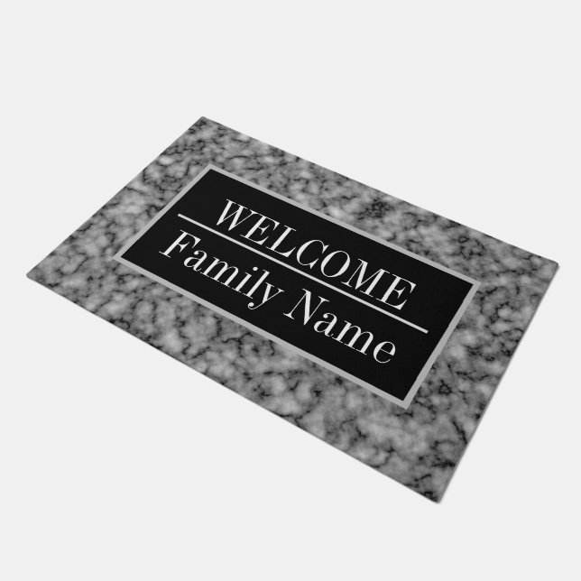 Modern Elegant Marble Welcome Doormat (Angled)