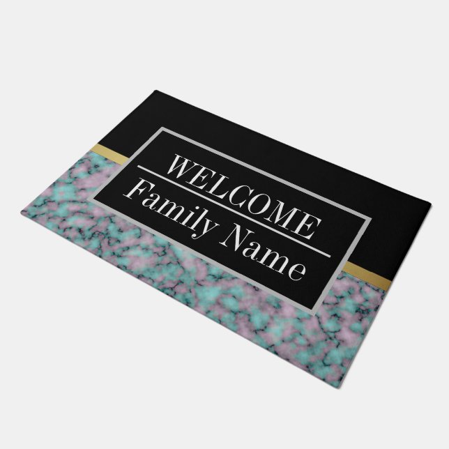 Modern Elegant Marble Welcome Doormat (Angled)