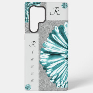 Modern Elegant Marbled Diamond Flower Teal Samsung Galaxy Case