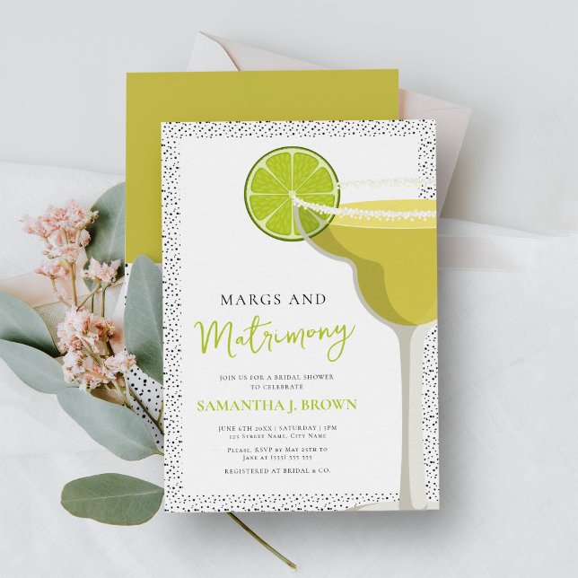 Modern Elegant Margs and Matrimony Bridal Shower Invitation (Creator Uploaded)