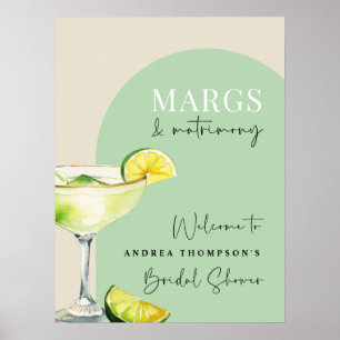 Modern Elegant Margs and Matrimony Bridal Shower Poster