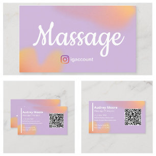 Modern Elegant Massage Therapist QR code Business Card