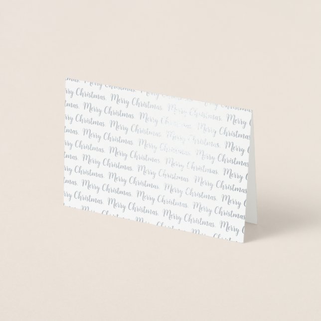 Modern Elegant Merry Christmas Calligraphy Silver Foil Card (Front)