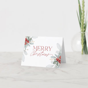 Modern Elegant Merry Christmas Greenery  Holiday Card
