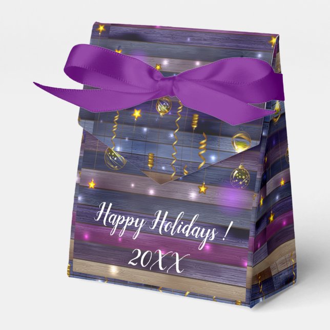 Modern Elegant Merry Christmas Holidays Favour Box (Front Side)