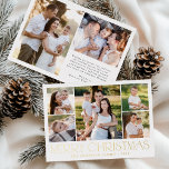 Modern Elegant Merry Christmas Photo Collage Foil Holiday Card<br><div class="desc">Celebrate the season with the Modern Elegant Merry Christmas Photo Collage foil holiday card. This stylish design features a 5-photo collage on the front, with 4 square photos surrounding a larger picture at the centre. "Merry Christmas" is beautifully displayed in trendy gold foil lettering on a white background. Customise with...</div>