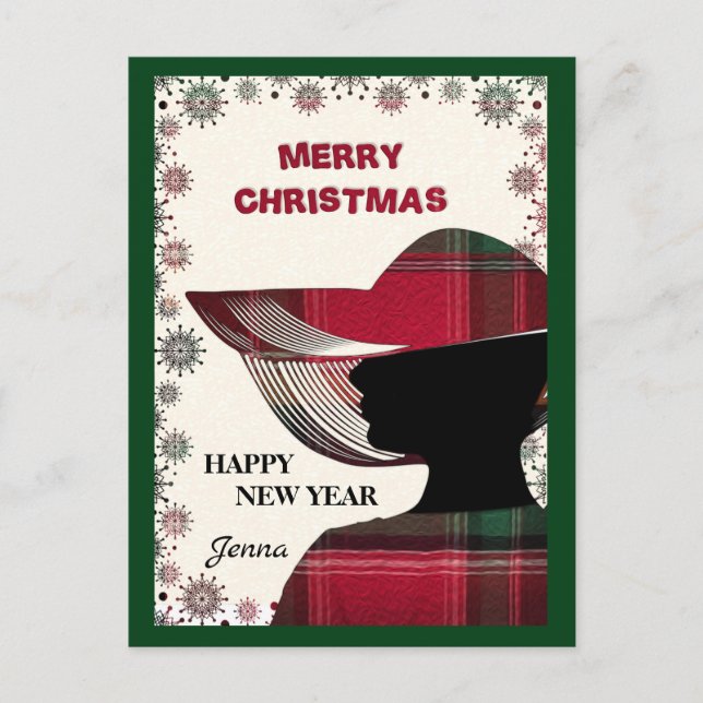 Modern Elegant Merry Christmas Postcard (Front)