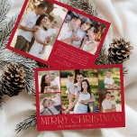 Modern Elegant Merry Christmas Red Photo Collage Foil Holiday Card<br><div class="desc">Celebrate the season with the Modern Elegant Merry Christmas Red Photo Collage foil holiday card. This stylish design features a 5-photo collage on the front, with 4 square photos surrounding a larger picture at the centre. "Merry Christmas" is beautifully displayed in trendy gold foil lettering on a red background. Customise...</div>