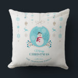 Modern Elegant Merry Christmas Snowman  Cushion<br><div class="desc">"Deck the halls with this Merry Christmas Throw Pillow – a festive accent that adds warmth and joy to your holiday decor! This delightful pillow features a charming design that captures the spirit of the season, complete with vibrant colours and a touch of holiday magic. Personalise it with your family...</div>