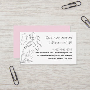 Modern Elegant Minimal Black And Pink Business Card