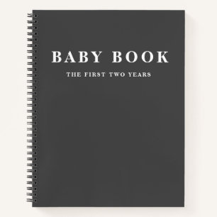 Modern Elegant Minimal Black Baby Book