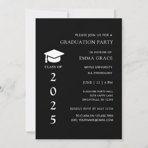 Modern Elegant Minimal Black Graduation Party Invitation