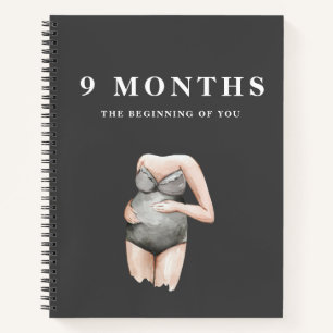 Modern Elegant Minimal Black Pregnancy Mum Notebook