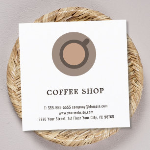 Modern Elegant Minimal Coffee Icon Coffee Shop Square Business Card